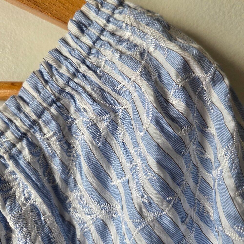 NWOT WHITE HOUSE BLACK MARKET STRIPED BOHO PEASANT EMBROIDERED COTTON TOP SIZE M - Picture 4 of 14